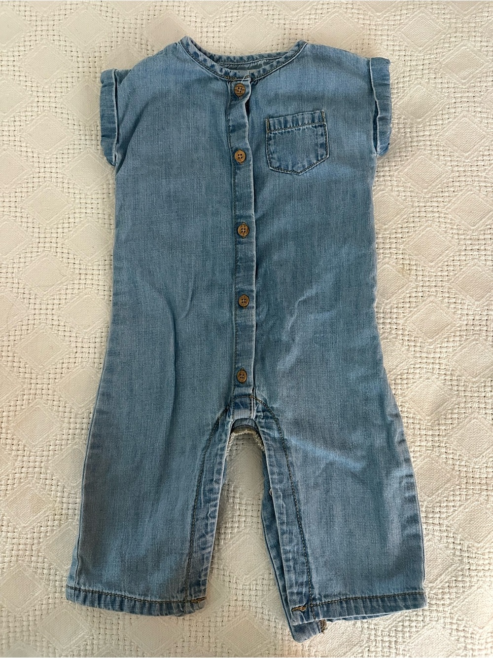 Light Blue Denim Baby Romper - Kids Bottoms